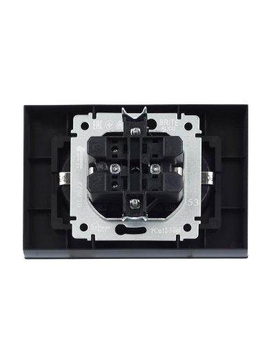 BRITE Розетка 2-местная с заземлением с защитными шторками 16А в сборе РСш12-3-БрГ графит IEK