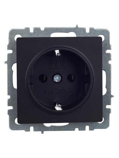 BRITE Розетка 1-местная с заземлением без защитных шторок 16А РС11-1-0-БрЧ черный IEK