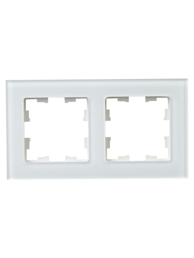 BRITE Рамка 2-местная РУ-2-2-Бр стекло белый матовый IEK