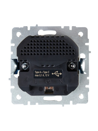 BRITE Розетка 1-местная с заземлением с защитными шторками 16А с USB A+C 18Вт РЮш11-1-БрКр бежевый IEK