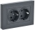 BRITE Розетка 2-местная с заземлением без защитных шторок 16А в сборе РС12-3-БрГ графит IEK