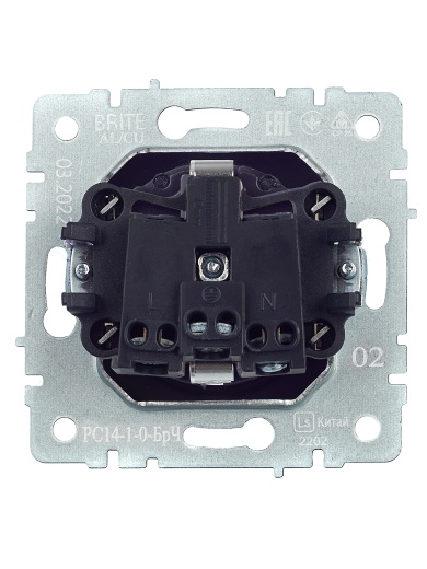 BRITE Розетка 1-местная с заземлением с защитными шторками 16А РС14-1-0-БрЧ черный IEK