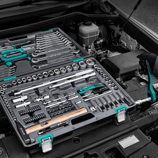 Набор инструментов, 1/4", 1/2", Cr-V, S2, усиленный кейс, 119 предметов Stels