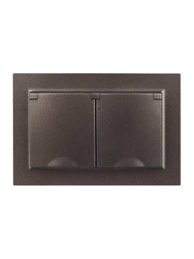 BRITE Розетка 2-местная с заземлением с защитными шторками и крышкой 16А в сборе IP44 РСбш12-3-44-БрТБ темная бронза IEK