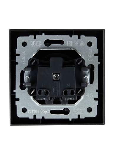 BRITE Розетка 1-местная без заземления без защитных шторок 10А в сб. РСР10-1-0-БрС сталь IEK