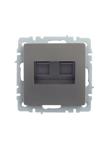 BRITE Розетка компьютерная двойная RJ45 кат.5E РК10-2-БрС сталь IEK