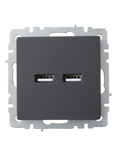 BRITE Розетка USB A+A 5В 3,1А РЮ10-1-БрГ графит IEK