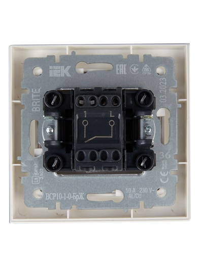 BRITE Выключатель 1-клавишный 10А в сборе ВСР10-1-0-БрЖ жемчуг IEK