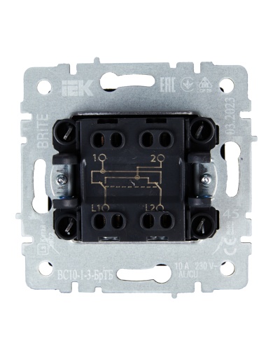 BRITE Выключатель 1-клавишный перекрестный 10А ВС10-1-3-БрТБ темная бронза IEK