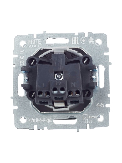 BRITE Розетка 1-местная с заземлением с защитными шторками и крышкой 16А IP44 РСбш10-3-44-БрС сталь IEK