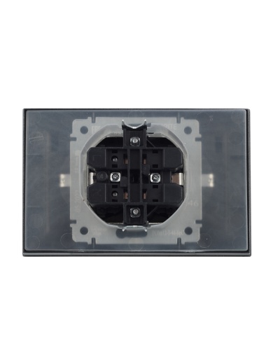 BRITE Розетка 2-местная с заземлением с защитными шторками и крышкой 16А в сборе IP44 РСбш12-3-44-БрС сталь IEK