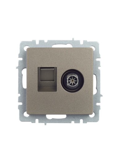 BRITE Розетка двойная TV+RJ45 кат.5E РТВ/РК12-БрШ шампань IEK