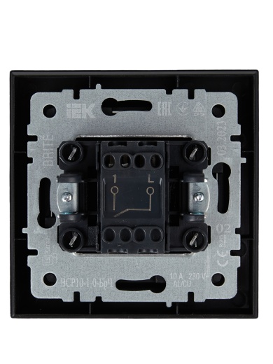 BRITE Выключатель 1-клавишный 10А в сборе ВСР10-1-0-БрЧ черный IEK