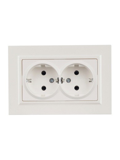 BRITE Розетка 2-местная с заземлением без защитных шторок 16А в сборе РС12-3-БрЖ жемчуг IEK