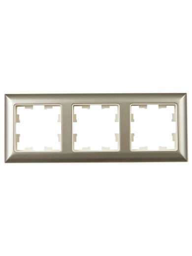 BRITE Рамка 3-местная РУ-3-Бр бежевый/шампань IEK