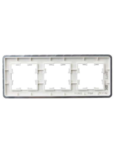 BRITE Рамка 3-местная РУ-3-1-Бр металл алюминий RE IEK