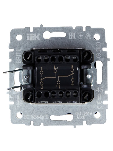 BRITE Выключатель 2-клавишный проходной 10А ВС10-2-6-БрТБ темная бронза IEK