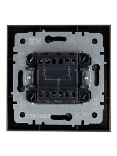 BRITE Выключатель 2-клавишный 10А в сборе ВСР10-2-0-БрШ шампань IEK