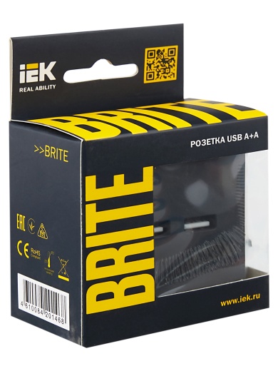 BRITE Розетка USB A+A 5В 3,1А РЮ10-1-БрГ графит IEK