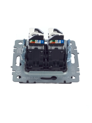 BRITE Розетка компьютерная двойная RJ45 кат.5E РК10-2-БрГ графит IEK