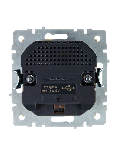 BRITE Розетка 1-местная с заземлением с защитными шторками 16А с USB A+A 5В 2,1А РЮш10-1-БрКр бежевый IEK