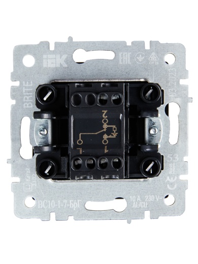 BRITE Выключатель 1-клавишный проходной с индикацией 10А ВС10-1-7-БрГ графит IEK
