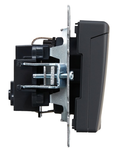 BRITE Розетка 1-местная с заземлением с защитными шторками и крышкой 16А IP20 РСбш10-3-БрГ графит IEK