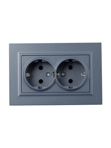 BRITE Розетка 2-местная с заземлением без защитных шторок 16А в сборе РС12-3-БрМ маренго IEK