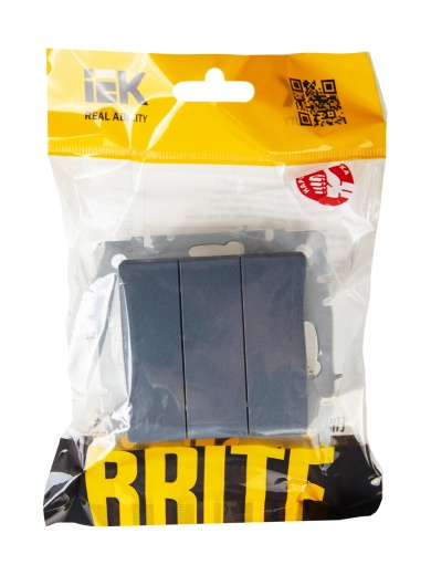 BRITE Выключатель 3-клавишный 10А ВС10-3-0-БрМ маренго IEK