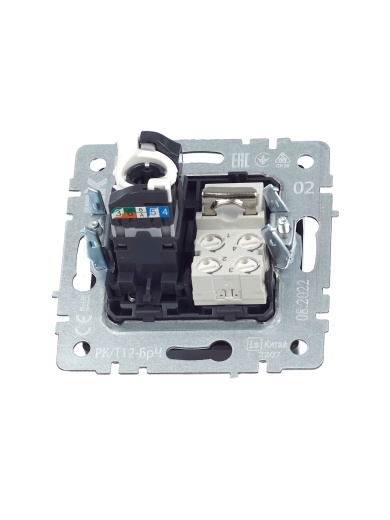 BRITE Розетка двойная RJ11+RJ45 кат.5E РК/Т12-БрЧ черный IEK