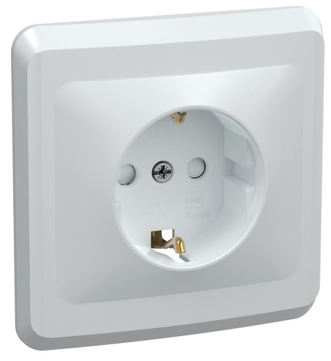 VEGA Розетка 1-местная РСш10-3-ВБ с заземляющим контактом с защитной шторкой 16А белый IEK