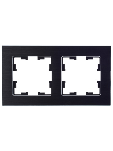 BRITE Рамка 2 -местная РУ-2-1-БрЧ металл черный IEK