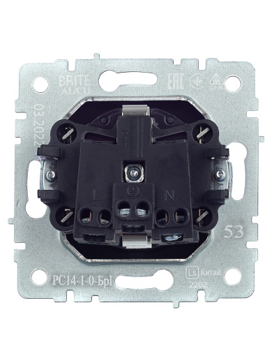 BRITE Розетка 1-местная с заземлением с защитными шторками 16А РС14-1-0-БрГ графит IEK