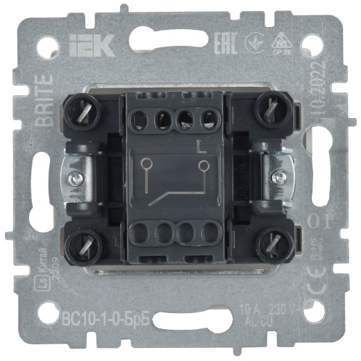 BRITE Выключатель 1-клавишный 10А ВС10-1-0-БрБ белый IEK