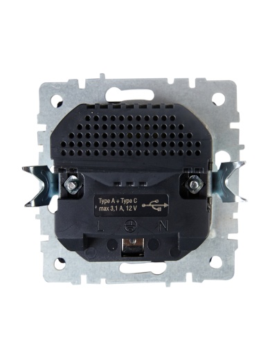 BRITE Розетка 1-местная с заземлением с защитными шторками 16А с USB A+C 18Вт РЮш11-1-БрТБ темная бронза IEK