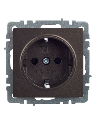 BRITE Розетка 1-местная с заземлением с защитными шторками 16А РС14-1-0-БрТБ темная бронза IEK