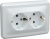 VEGA Розетка 2-местная РС12-3-ВБ с заземляющим контактом без защитной шторки 16А белый IEK