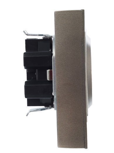 BRITE Розетка 2-местная с заземлением с защитными шторками 16А в сборе РСш12-3-БрШ шампань IEK