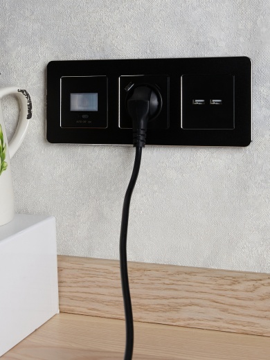 BRITE Розетка USB A+A 5В 3,1А РЮ10-1-БрЧ черный IEK