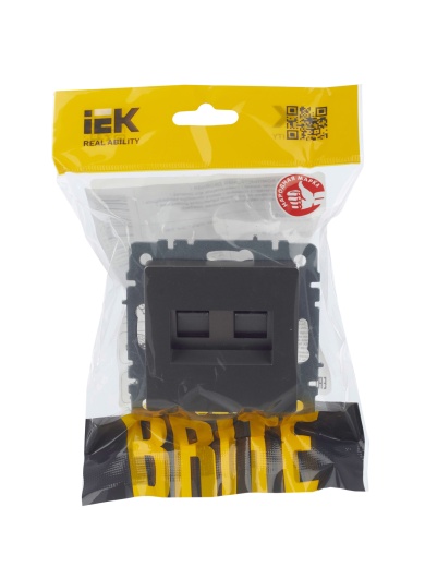BRITE Розетка компьютерная двойная RJ45 кат.5E РК10-2-БрС сталь IEK