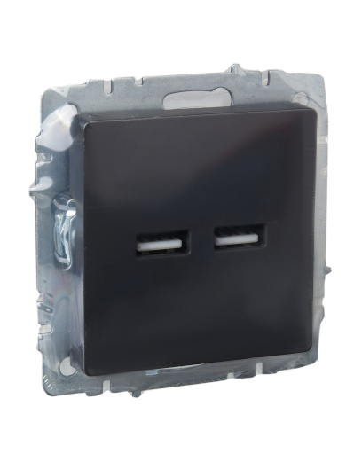 BRITE Розетка USB A+A 5В 3,1А РЮ10-1-БрГ графит IEK