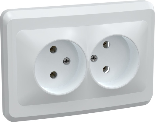 VEGA Розетка 2-местная РС12-2-ВБ без заземляющего контакта без защитной шторки 10А белый IEK