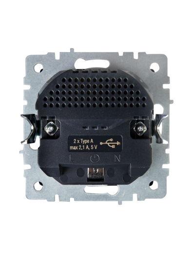 BRITE Розетка 1-местная с заземлением с защитными шторками 16А с USB A+A 5В 2,1А РЮш10-1-БрШ шампань IEK