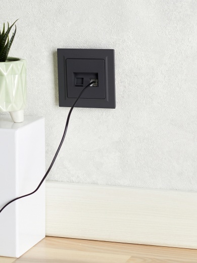 BRITE Розетка двойная RJ11+RJ45 кат.5E РК/Т12-БрГ графит IEK