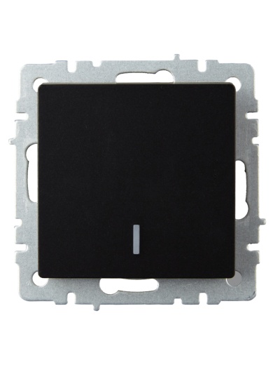 BRITE Выключатель 1-клавишный проходной с индикацией 10А ВС10-1-7-БрЧ черный IEK