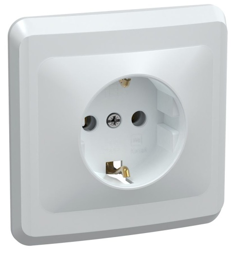 VEGA Розетка 1-местная РС10-3-ВБ с заземляющим контактом без защитной шторки 16А белый IEK