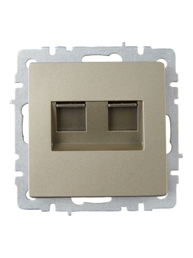 BRITE Розетка компьютерная двойная RJ45 кат.6 РК11-2-БрШ шампань IEK