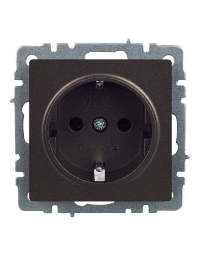 BRITE Розетка 1-местная с заземлением без защитных шторок 16А РС11-1-0-БрТБ темная бронза IEK