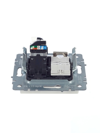 BRITE Розетка двойная RJ11+RJ45 кат.5E РК/Т12-БрЖ жемчуг IEK