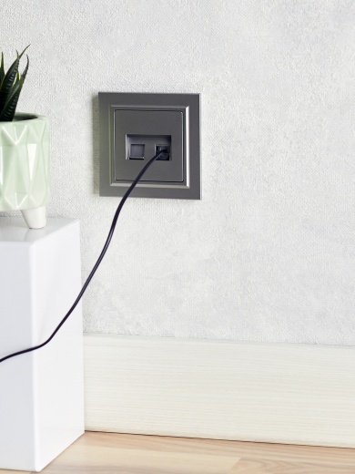 BRITE Розетка компьютерная двойная RJ45 кат.5E РК10-2-БрС сталь IEK